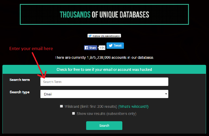 LeakedSource: Find out if one of your websites was hacked