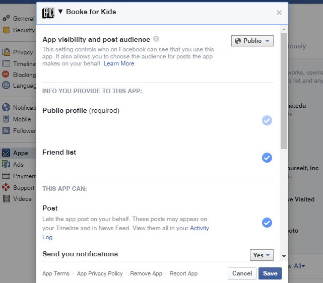 Check Facebook Apps (App Visibility)