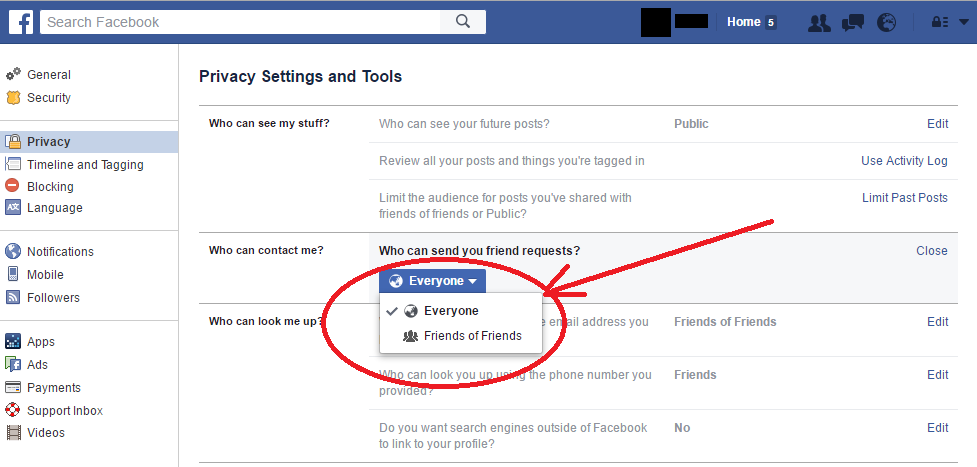 Facebook Privacy Settings: Friend Requests