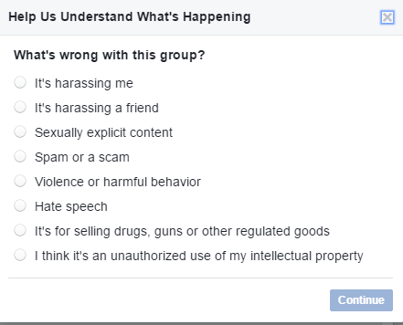 Report a Facebook Group (Step 2)