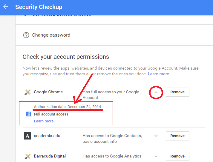 Gmail Security Checkup (Account Permissions)