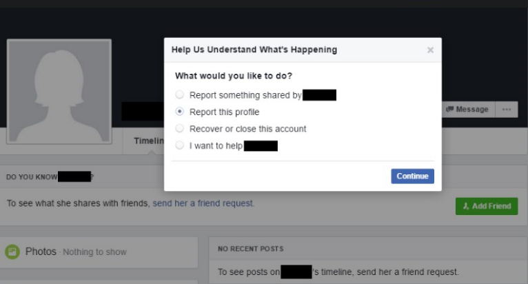 facebook report user email